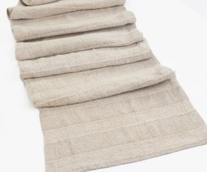 Amity home rugby table runner in natural   textured woven stripes