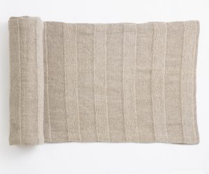 Amity home rugby table runner in natural   woven textured stripes