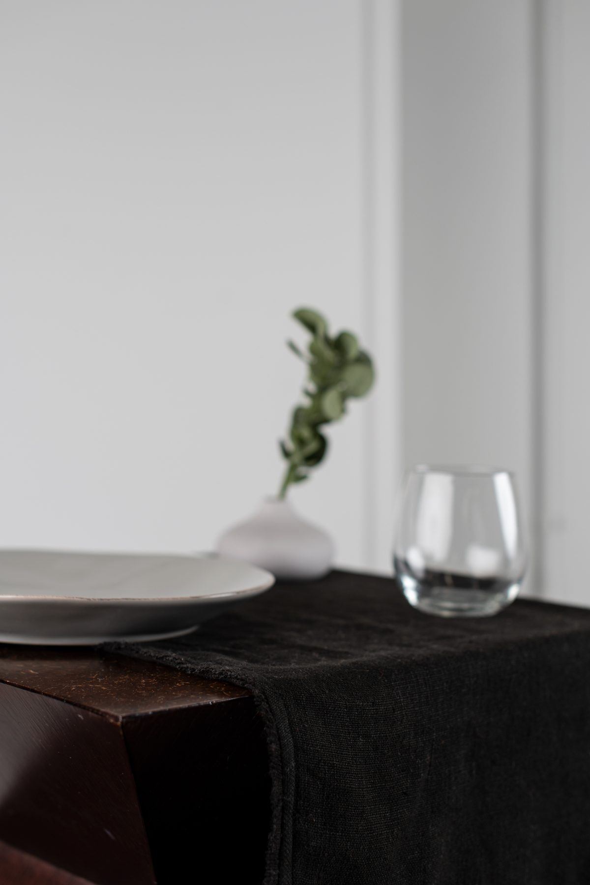 Amity home ranier linen table runner in asphalt   natural linen texture