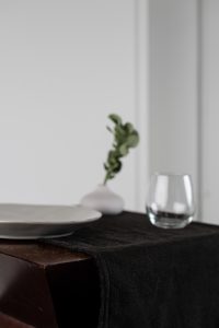Amity home ranier linen table runner in asphalt   natural linen texture