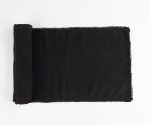 Amity home ranier linen table runner in asphalt   frayed edges