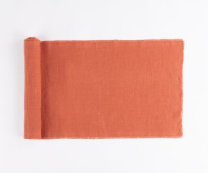 Amity home ranier linen table runner in burnt sienna   textured linen