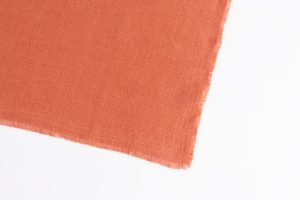 Amity home ranier linen table runner in burnt sienna   frayed edges