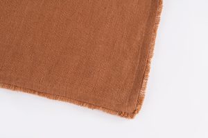 Amity home ranier linen table runner in ochre   frayed edges