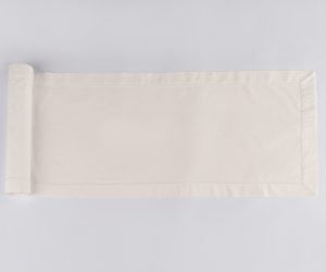 Amity home murano table runner in ivory   delicate stitched border
