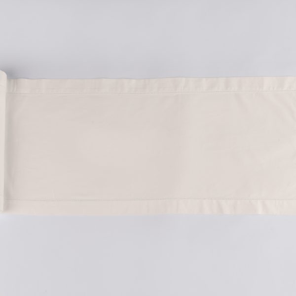 Amity Home Murano Table Runner in Ivory - Delicate Stitched Border