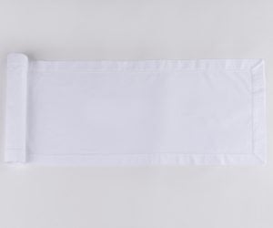 Amity home murano table runner in white   elegant hemstitch detail
