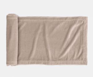 Amity home sloane table runner in mushroom   plush velvet texture