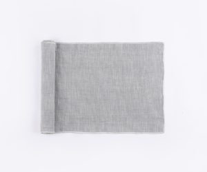 Amity home harlow table runner in mineral   woven linen texture