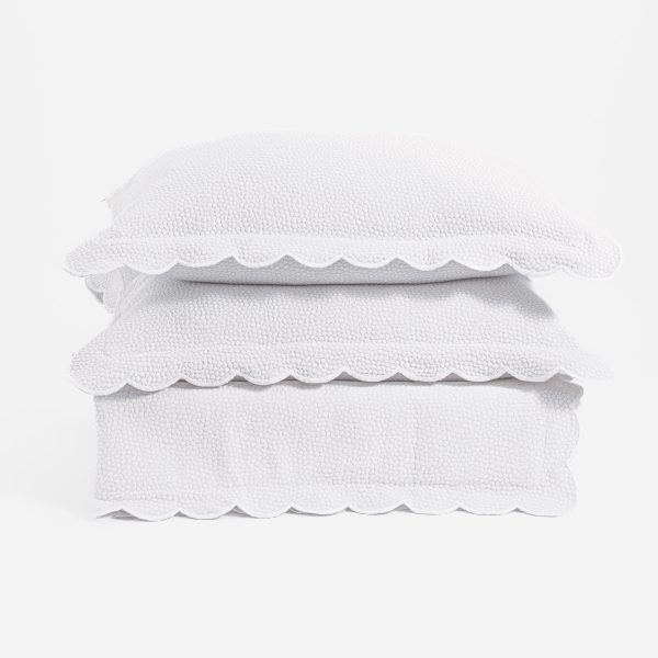 Amity Home Hugo Matelasse in White - Scalloped Edge Design