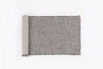 Amity home kent linen table runner in asphalt   natural texture frayed edges