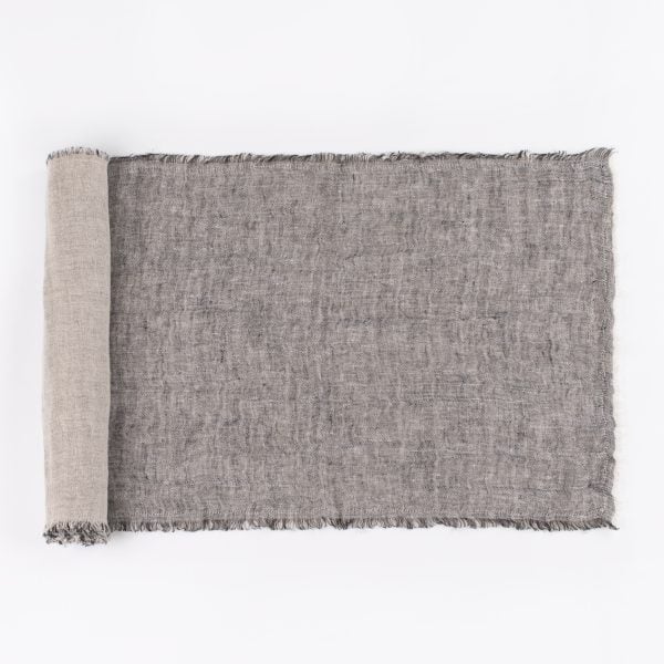 Kent Linen Table Runner, Asphalt