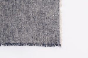Amity home kent linen table runner in indigo   frayed edges