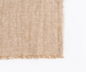 Amity home kent linen table runner in ochre   frayed edges