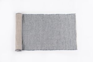 Amity home kent linen table runner in peacock   fringed edges