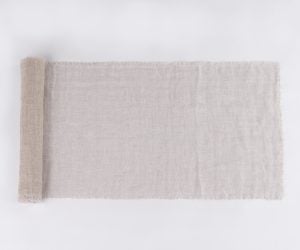 Amity home kent linen table runner in white   frayed edges