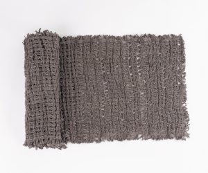 Amity home trawick linen table runner in charcoal   rustic open weave