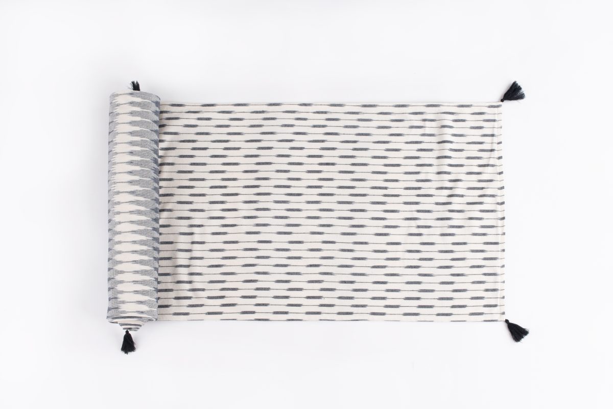 Amity home lana table runner in creamgrey   ikat pattern