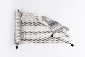 Amity home lana table runner in cream  grey ikat   reversible design