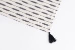 Amity home lana table runner in natural  black   ikat stripe pattern