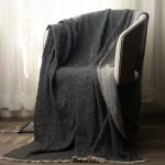 Amity home gavin super throw in charcoal   two tone with natural fringe