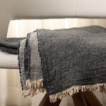 Amity home gavin super throw in charcoal   heathered texture with natural fringe