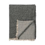 Amity home gavin super throw in charcoal   reversible knit with fringe