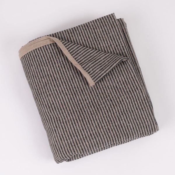 Amity home salma duvet cover in naturalblack stripe   pinstripe linen texture