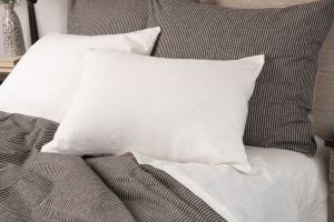 Amity home salma duvet cover in striped taupe   vertical stripes