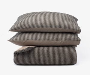 Amity home salma duvet cover in striped beigecharcoal   vertical stripe pattern