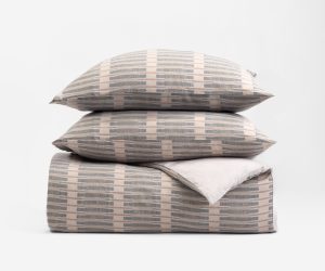 Amity home shiloh duvet cover in neutral tones   woven geometric texture