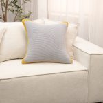 Amity home barragan linen pillow in greygolden rod   fine knit texture