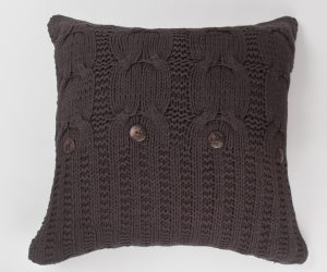 Amity home micah cable knit pillow in steel grey   decorative buttons