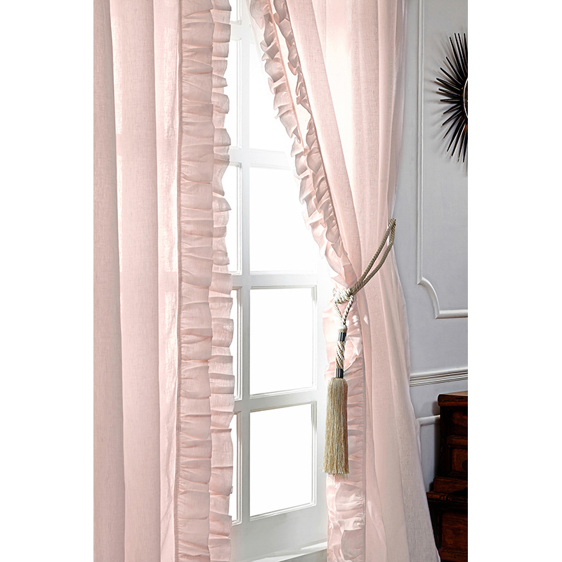 Basillo Linen Curtains Petal Pink Pair 96 Amity Home