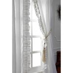 Basillo Linen White Linen Curtains, White Pair, 96"
