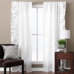 Basillo Linen White Linen Curtains, White Pair, 96" - Image 2