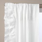 Basillo Linen White Linen Curtains, White Pair, 96" - Image 4