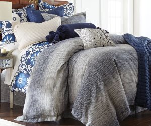 Amity home cash quilt in indigo   textured gradient pattern