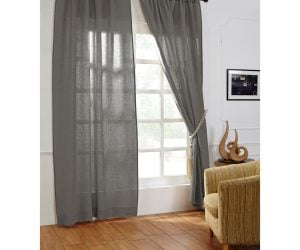 Amity home damara linen curtain in neutral grey   light filtering linen texture