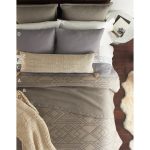 Amity home ennis duvet cover in taupe   geometric quilted pattern