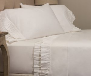 Amity home french ruffle sheet set in white   elegant ruffle detail