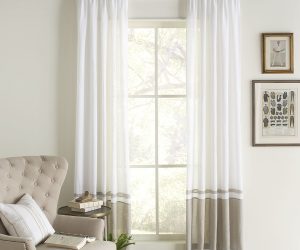 Amity home orfeo linen curtain in whitenatural   color block design
