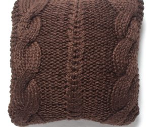 Amity home raj cable knit pillow in chocolate   chunky cable knit texture