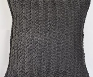 Amity home ted pillow in charcoal   pinched velvet texture