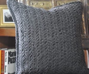 Amity home ted pillow in charcoal   braided velvet texture
